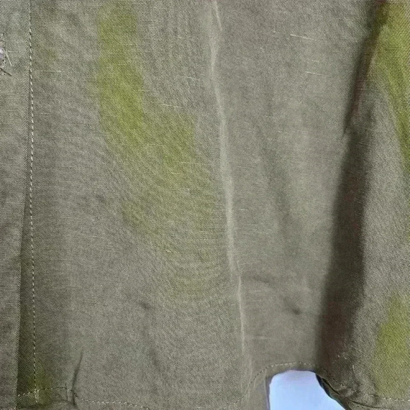 Doe & Rae Olive Green Botton Up Shirt With Grey Attached Hood Size Large - Picture 5 of 8